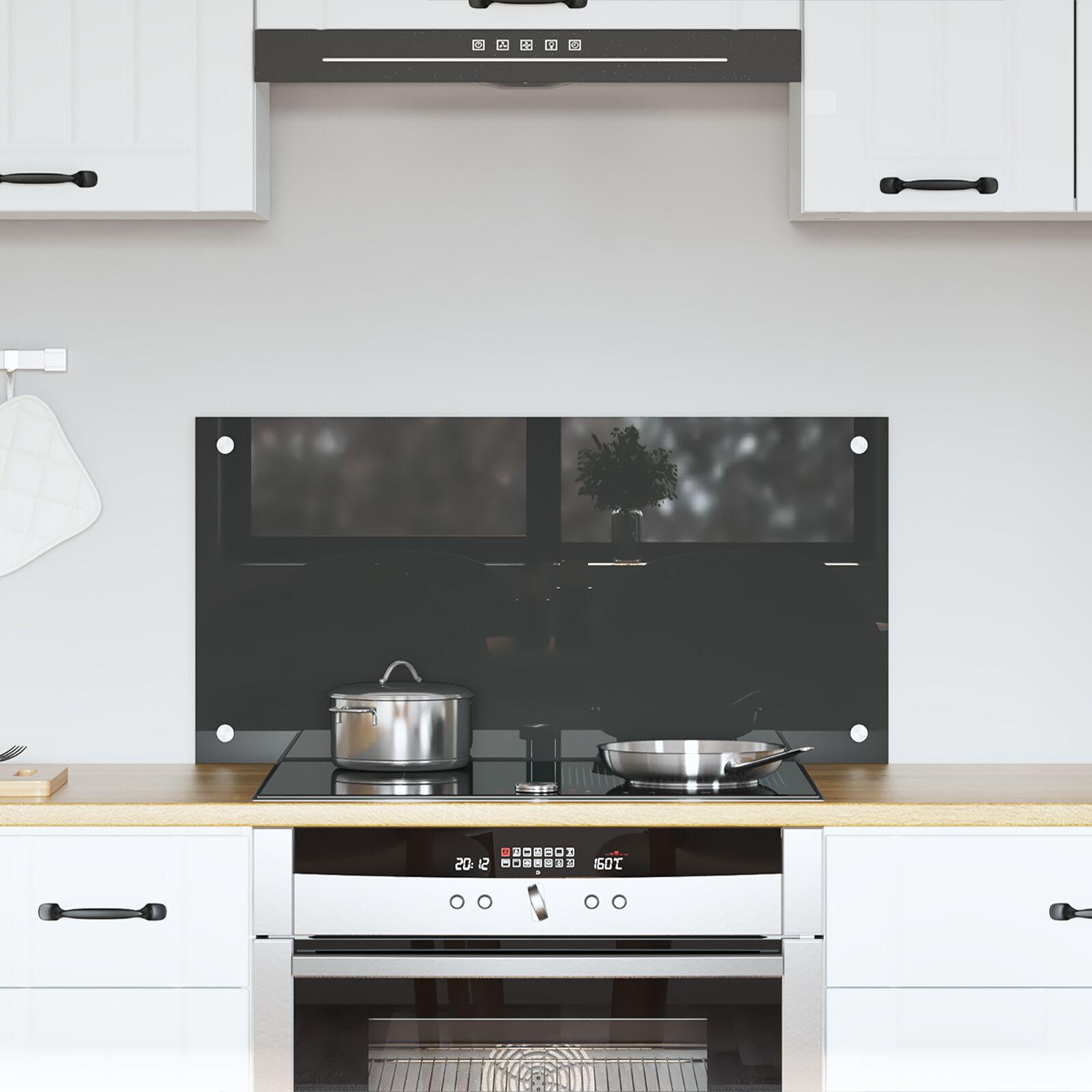 Køkkenbacksplash i hærdet glas - mørkegrå 80 × 40 cm
