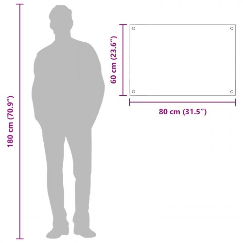 Køkken Backsplash i Mørkegrå - 80x60x0.6 cm Hærdet Glas