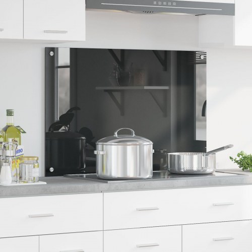 Køkken Backsplash Mørkegrå 90x60x0,6 cm Hærdet Glas