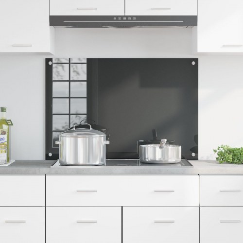 Køkken Backsplash Mørkegrå 90x60x0,6 cm Hærdet Glas