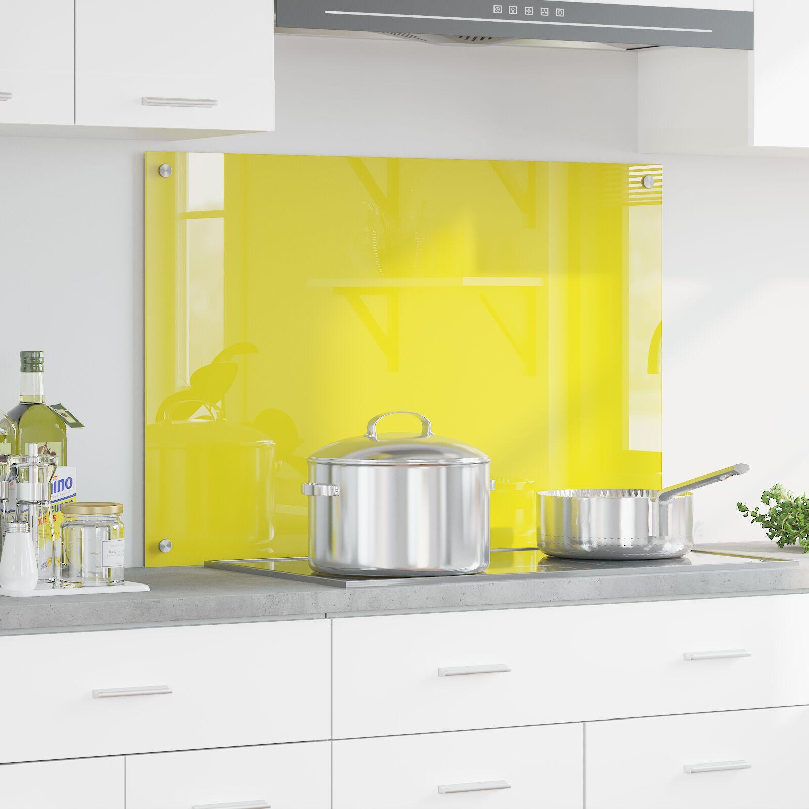Køkkenbacksplash i hærdet glas 90 x 60 cm - gul