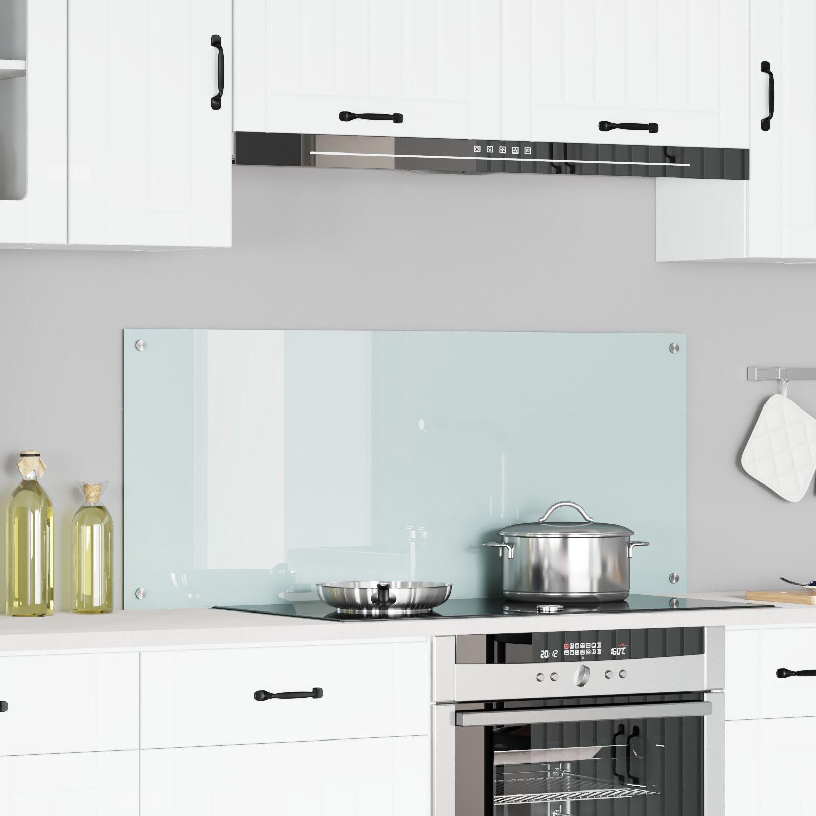 Køkkenbacksplash i hvidt hærdet glas - 120 × 50 cm