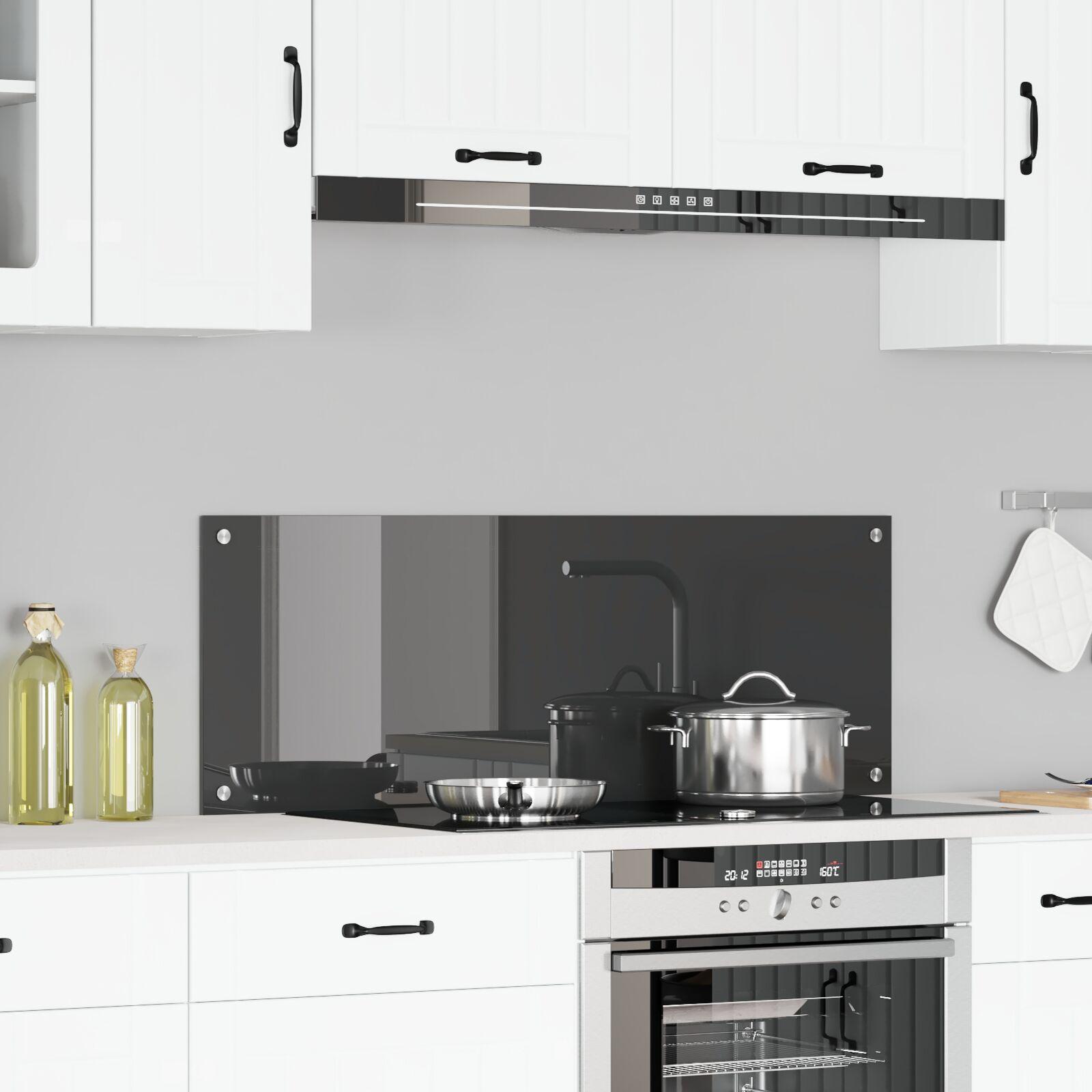 Køkkenbacksplash i hærdet glas - mørkegrå 110 x 40 cm
