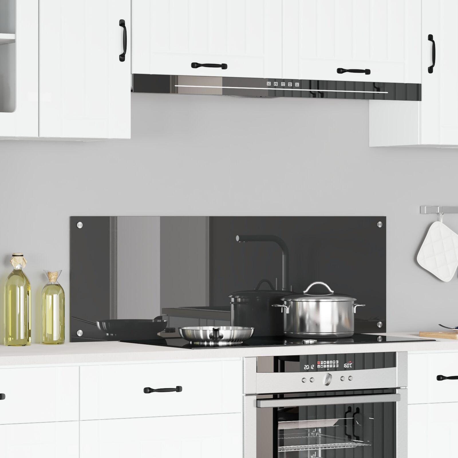 Køkkenbacksplash i mørkegrå hærdet glas 120 × 40 cm