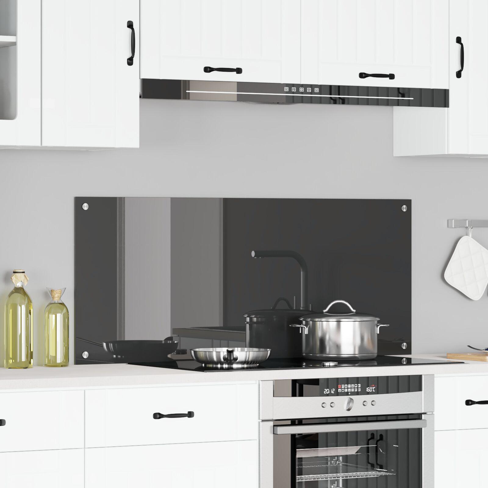 Køkkenbacksplash i hærdet glas - mørkegrå 120 × 50 cm