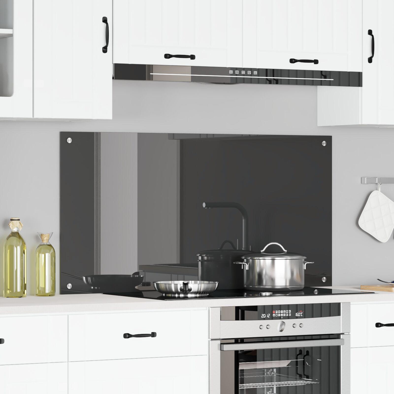 Køkkenbacksplash i hærdet glas - mørkegrå 120 × 60 cm