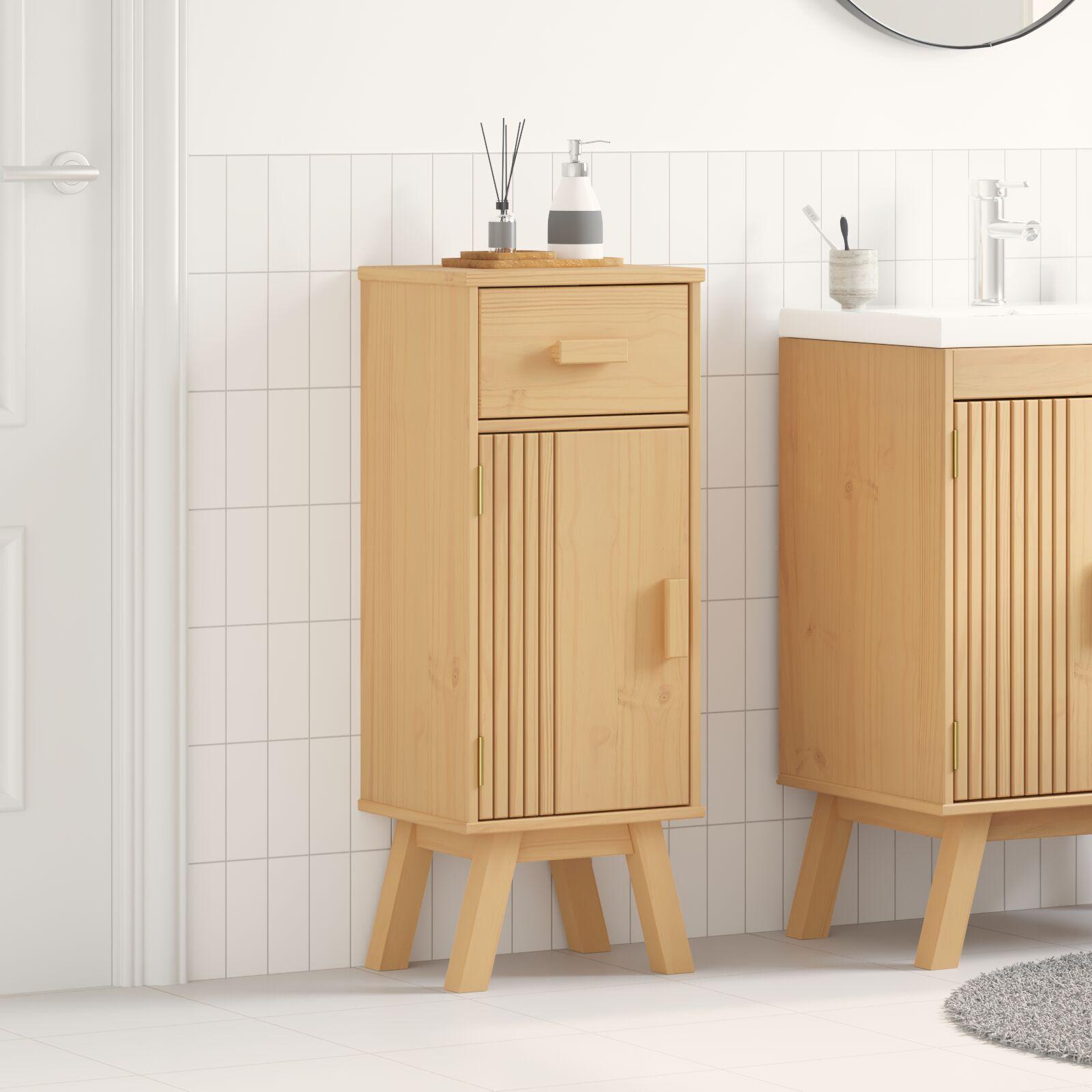 Badeværelse Opbevaringsskab 35x30x90 cm Massivt fyrretræ