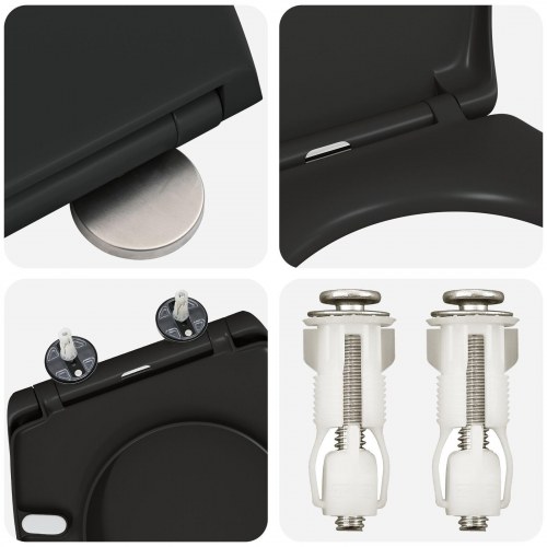 Quick Release Toiletsæde med Blød Lukning Duroplast Sort