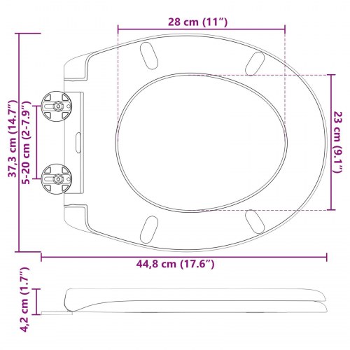 Quick Release Toiletsæde med Blød Lukning Duroplast Sort