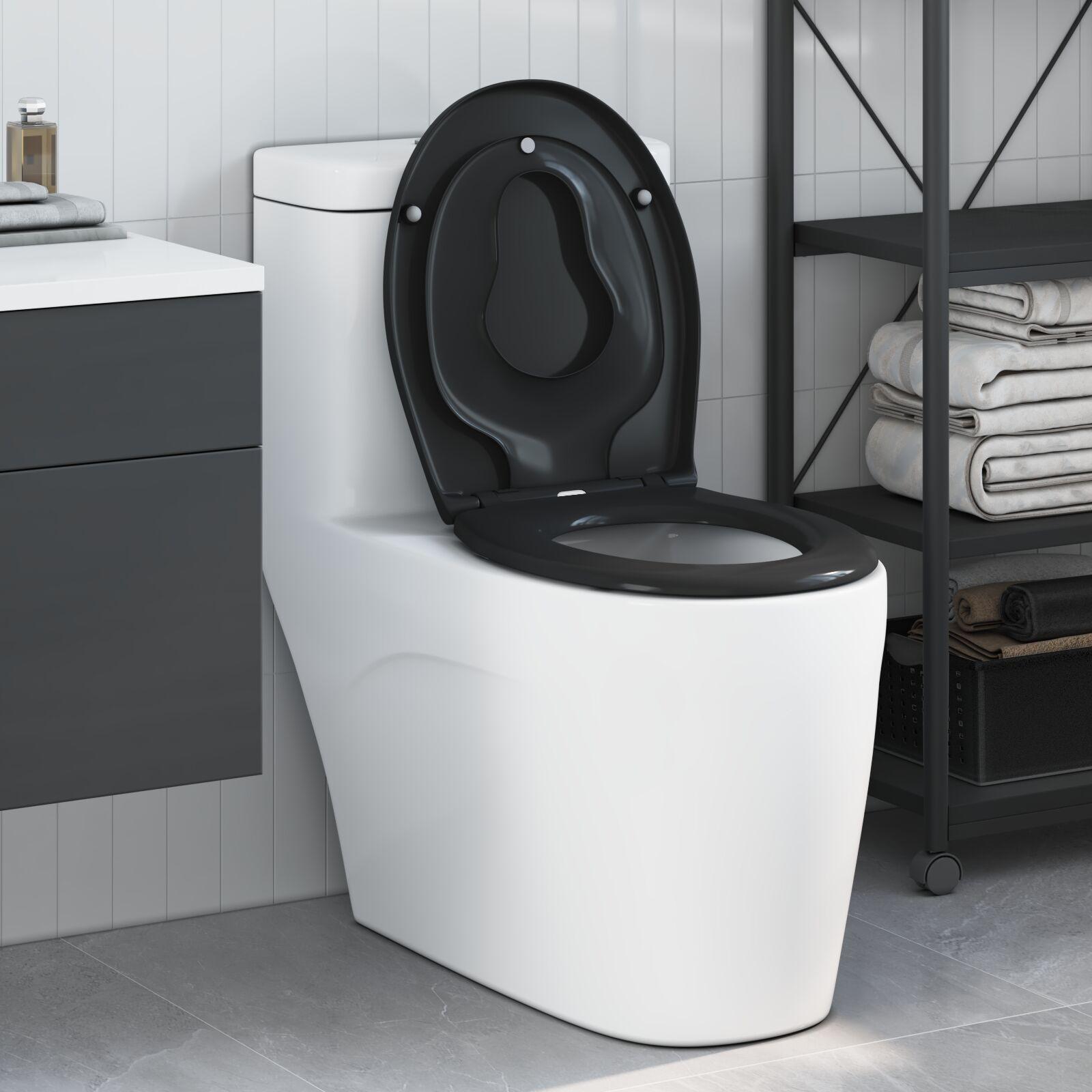 Hurtig Udløsnings Toiletbræt Sort 44.5 x 37.3 x 4.3 cm