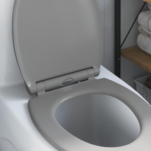 Quick Release Toilet Seat med Blød Lukning Duroplast Grå