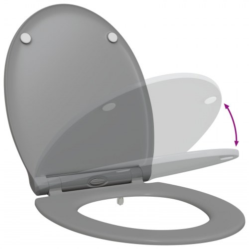 Quick Release Toilet Seat med Blød Lukning Duroplast Grå
