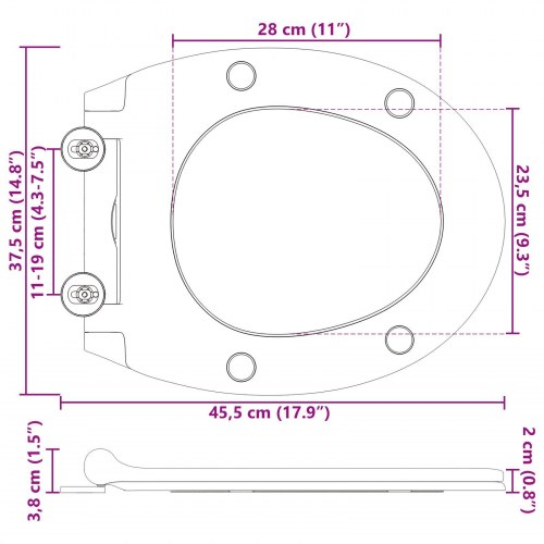 Quick Release Toilet Seat med Blødt Luk Duroplast Hvid