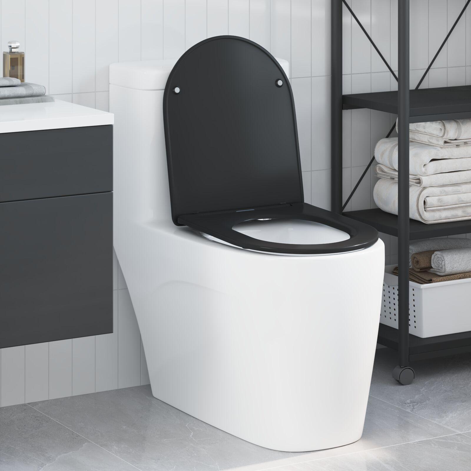 Hurtig Udløsnings Toiletbræt Sort 44 x 36.4 x 3.4 cm Duroplast