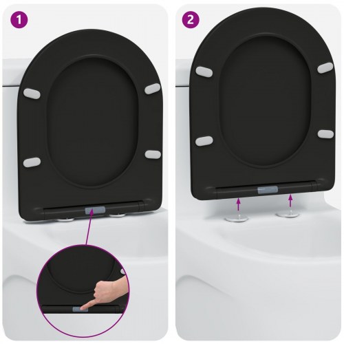 Hurtigfrigørende Toiletbræt med Blød Lukning - Duroplast, Sort