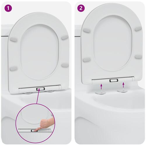 Quick Release Toilet Sæde med Blød Lukning Duroplast Hvid