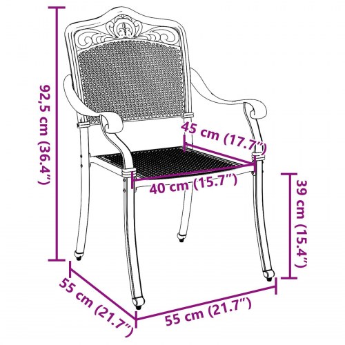 Havestole 2 stk Grøn Støbejern