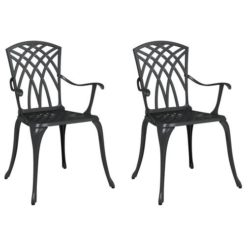 Havestole 2 stk Sorte Støbt Aluminium