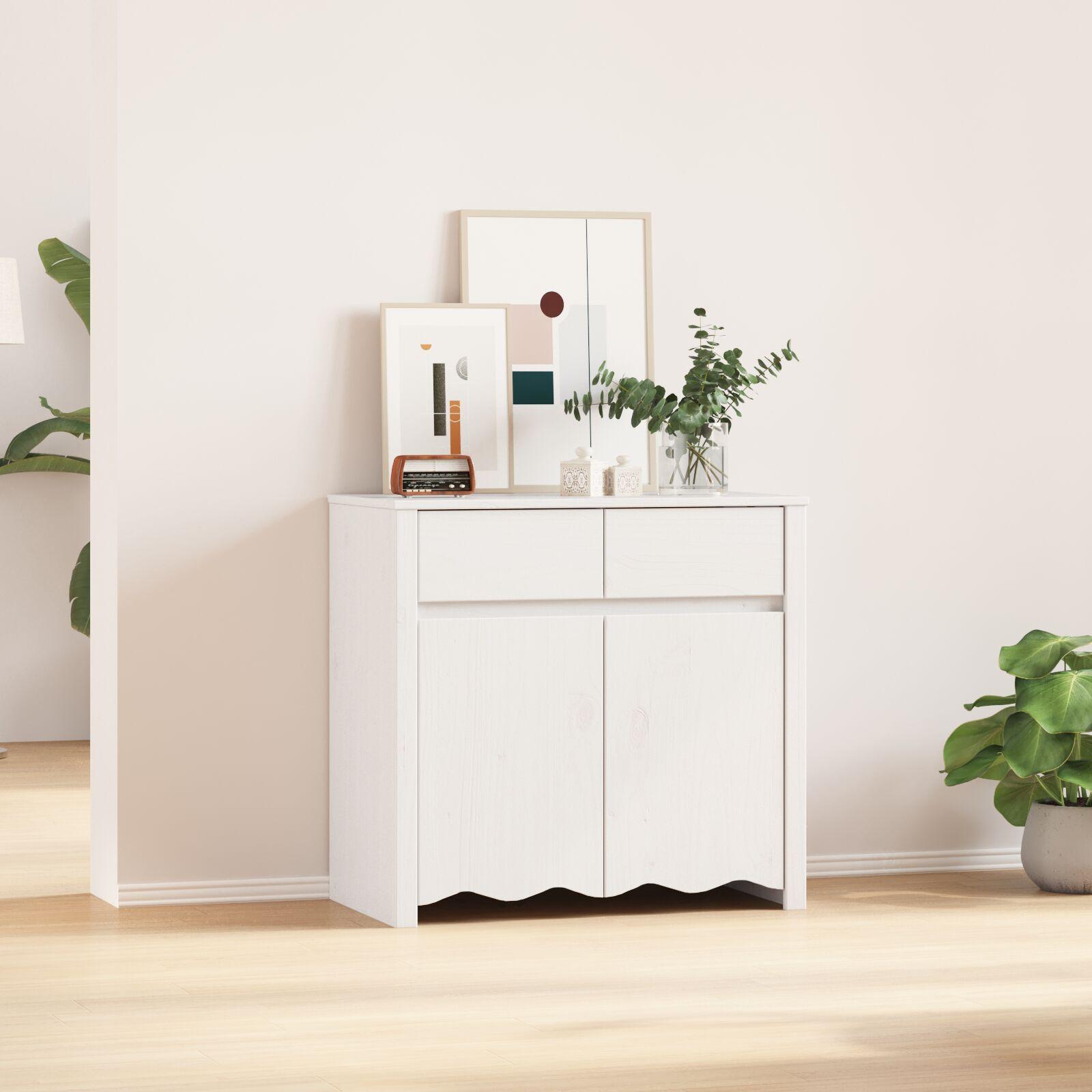 Skab "DRAMMEN" Hvid 79x43x75,5 cm Solid Træ Fyr