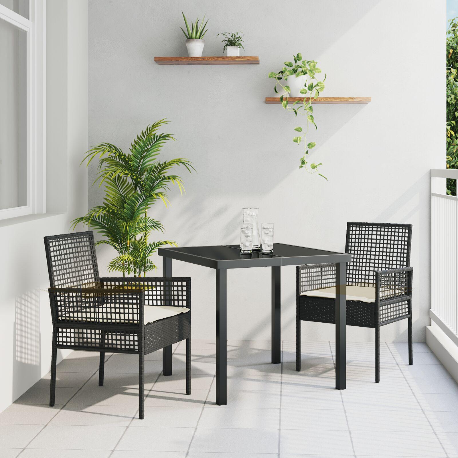 Have Stol 2 stk Sort 53 x 60 x 85 cm polyrattan
