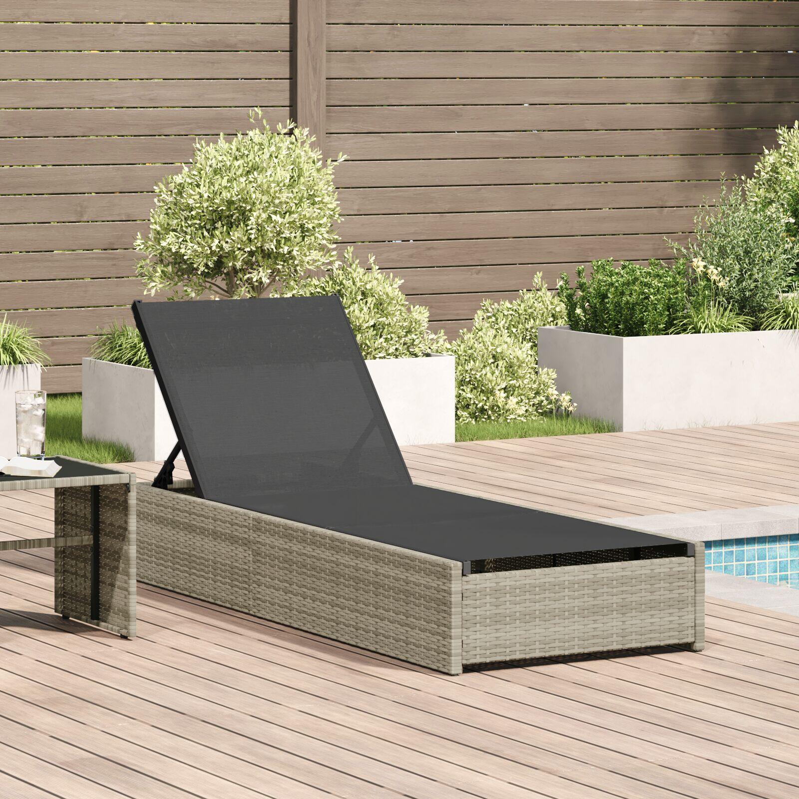 Solstol med pude 1-person Beige 60 x 200 x 27cm polyrattan