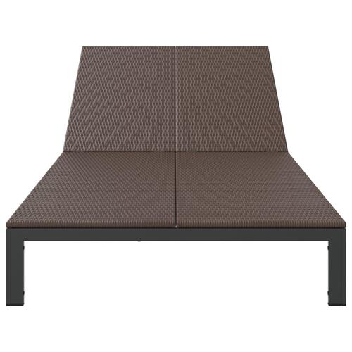 Solseng med puder og hjul til 2 personer Brun poly rattan