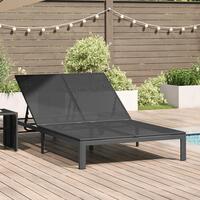 Solseng med puder og hjul til 2 personer Sort Poly Rattan