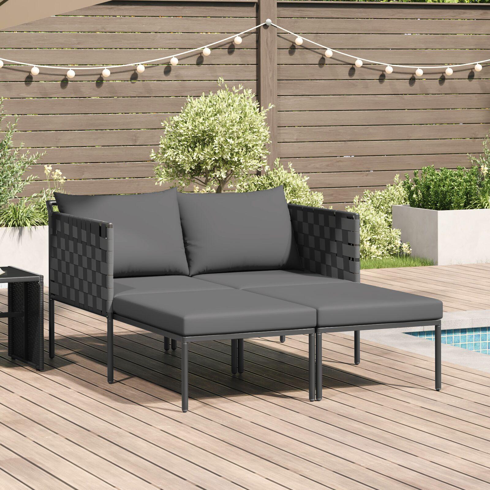 Solseng med pude 2-person Antracit 115 x 153 x 69.5cm Stål