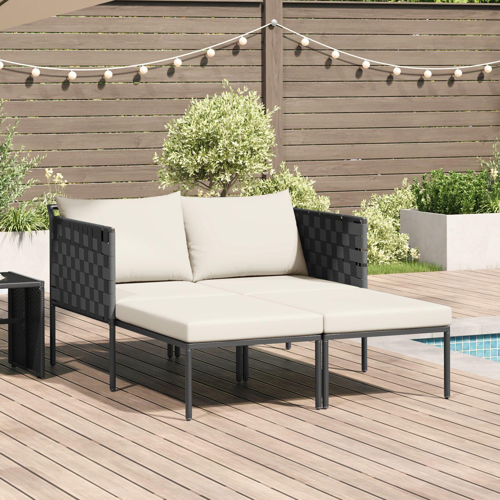 Solseng med pude 2-person Antracit 115 x 153 x 69.5cm Stål