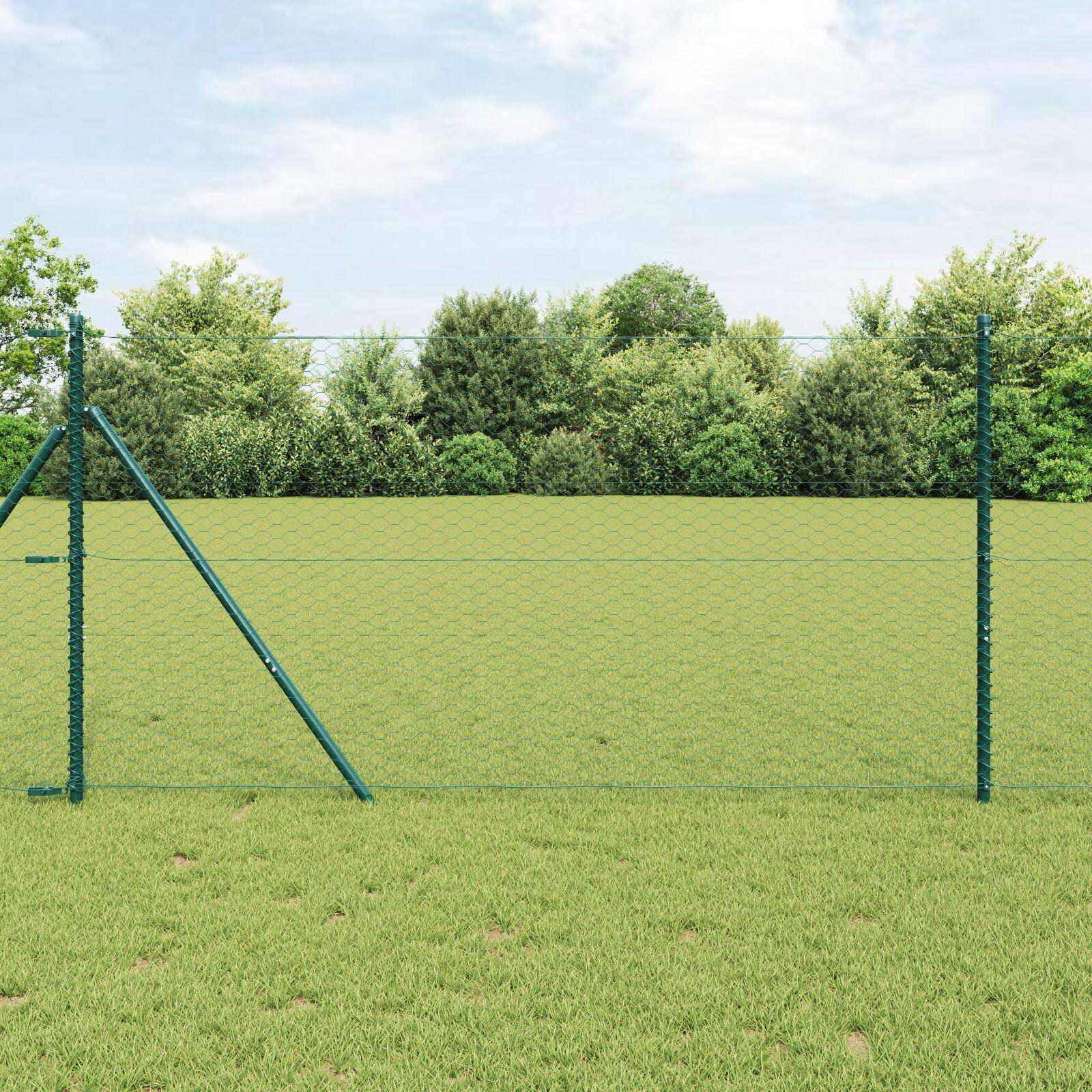 Grønt heksagonalt hegnsnet 1,4x50 m, stål