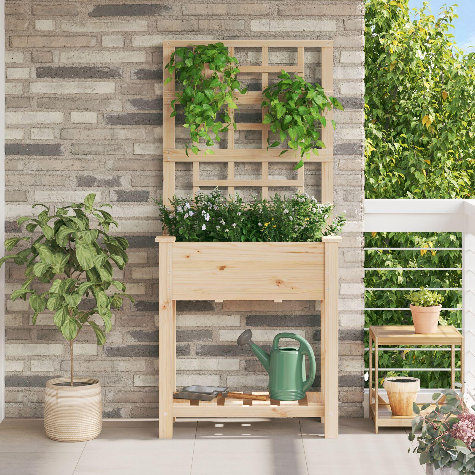 Have Blomsterkrukke Beige 71 x 38 x 152 cm Massivt fyrretræ