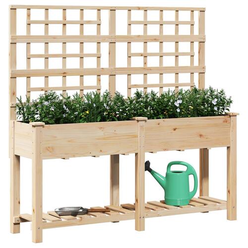 Haveplantekasse med espalier og hylde 161x43x152 cm Solid fyrretræ