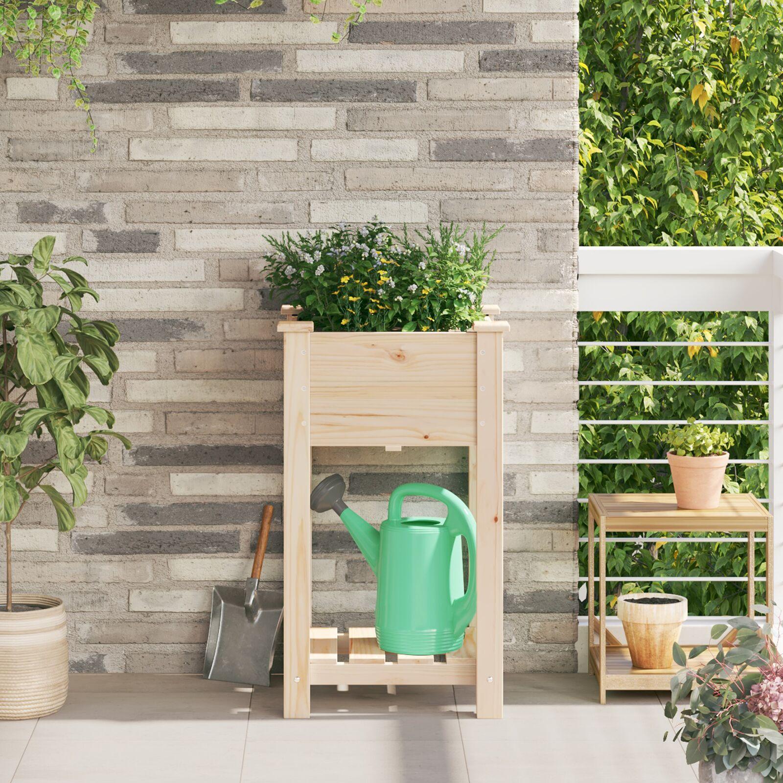 Have Blomsterkrukke Beige 45 x 45 x 76.5 cm Massivt fyrretræ