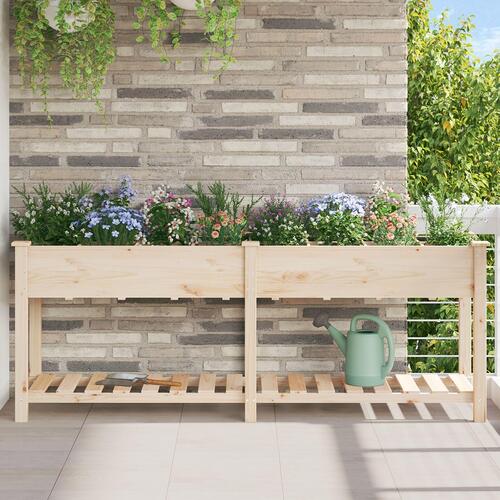 Haveplantekasse med Gitter 203x53x76 cm Massivt Fyrretræ