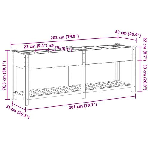 Haveplantekasse med Gitter 203x53x76 cm Massivt Fyrretræ