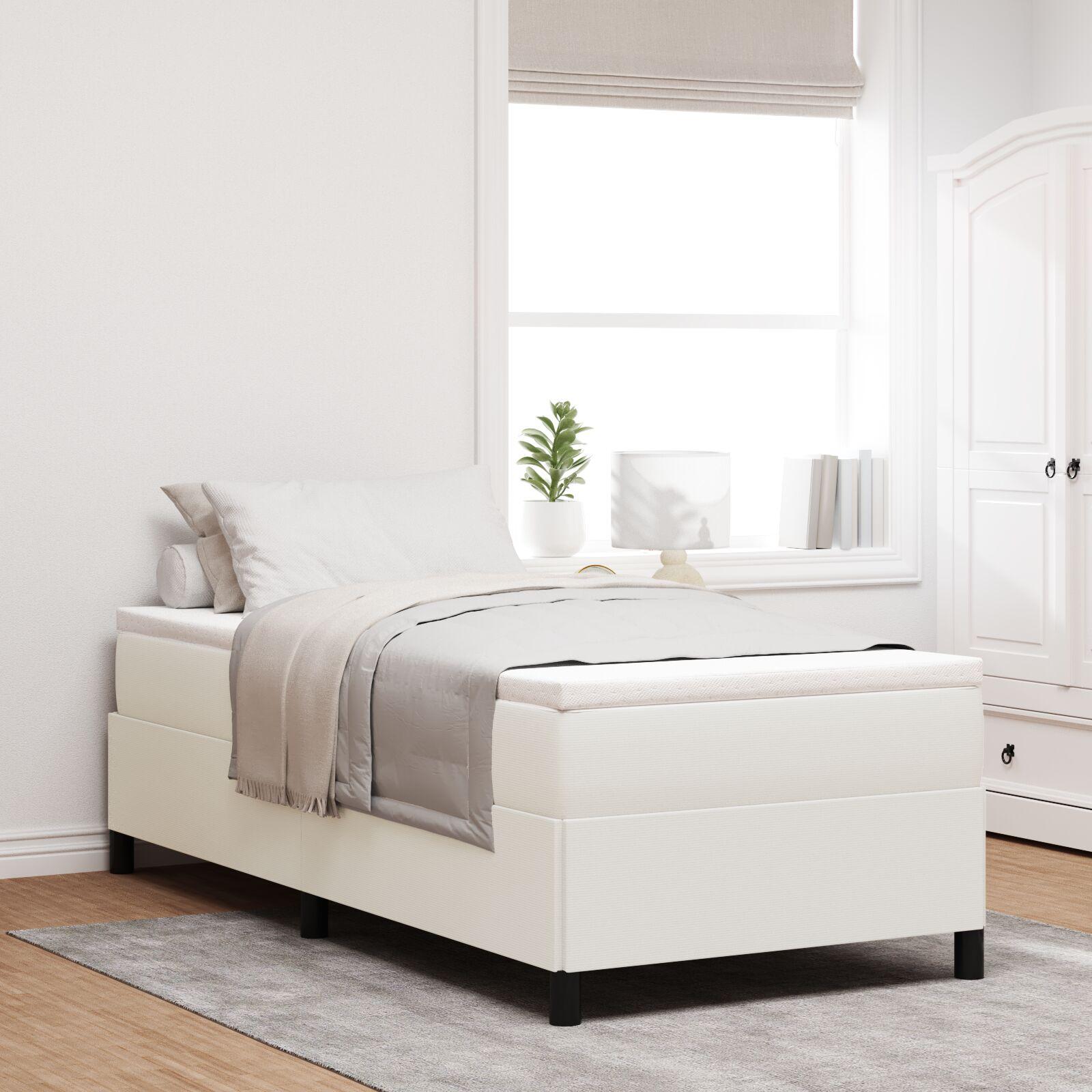 Box spring seng Cremefarvet 90 x 200 cm Velourstof