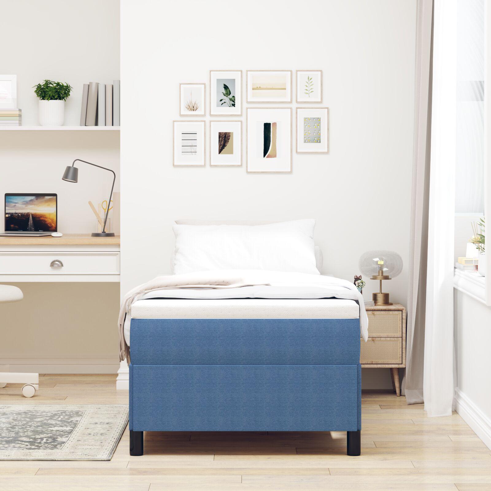 Box spring seng Blå 90 x 200 cm Velourstof