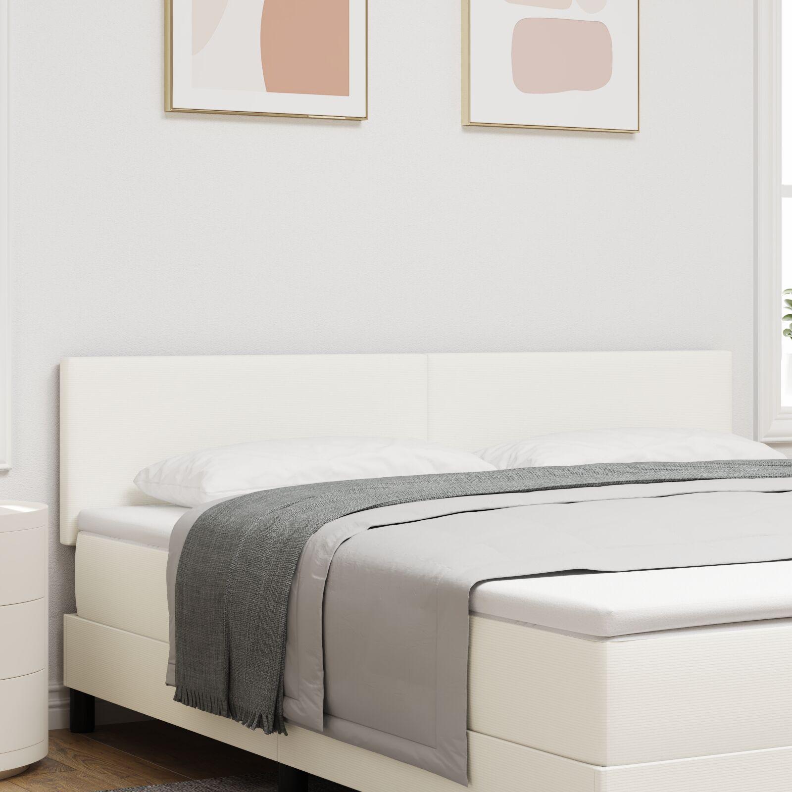 Sengegavl 180 cm i creme velour - højdejusterbar
