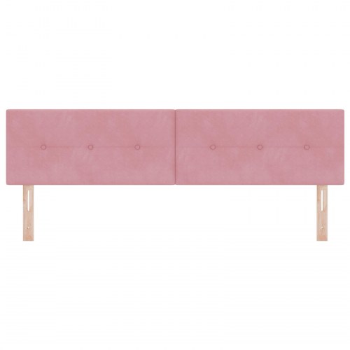 Sengegavl med knapstopning i pink 180 cm velour