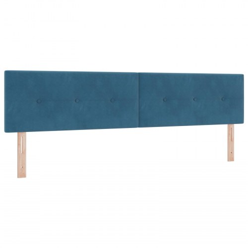 Sengegavl med knapper, tufted, mørkeblå, 200 cm, fløjl
