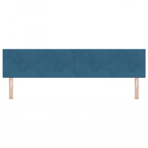 Sengegavl med knapper, tufted, mørkeblå, 200 cm, fløjl