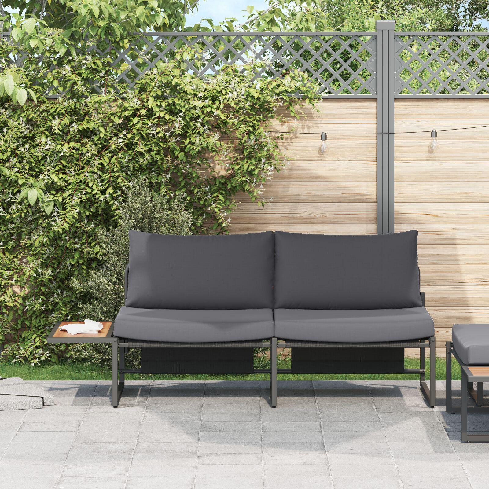 Havemøbelsofa med pude Brun 200.5 x 70 x 85.5 cm Metal