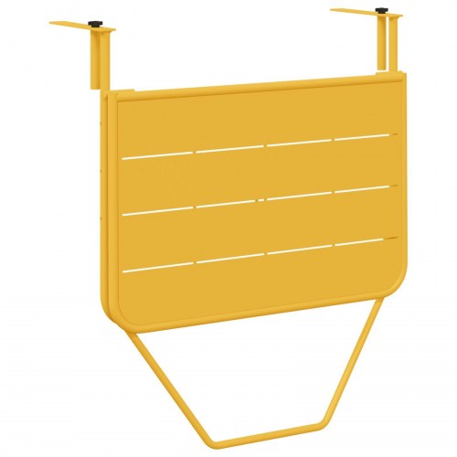Hængende Balkonbord Foldbart Sennepsgul 60x40 cm Stål