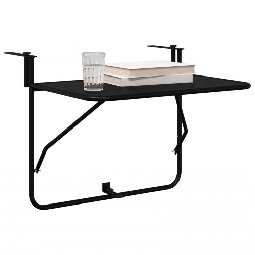 Sammenklappeligt Hængende Balkonbord Sort 60x40 cm i Stål