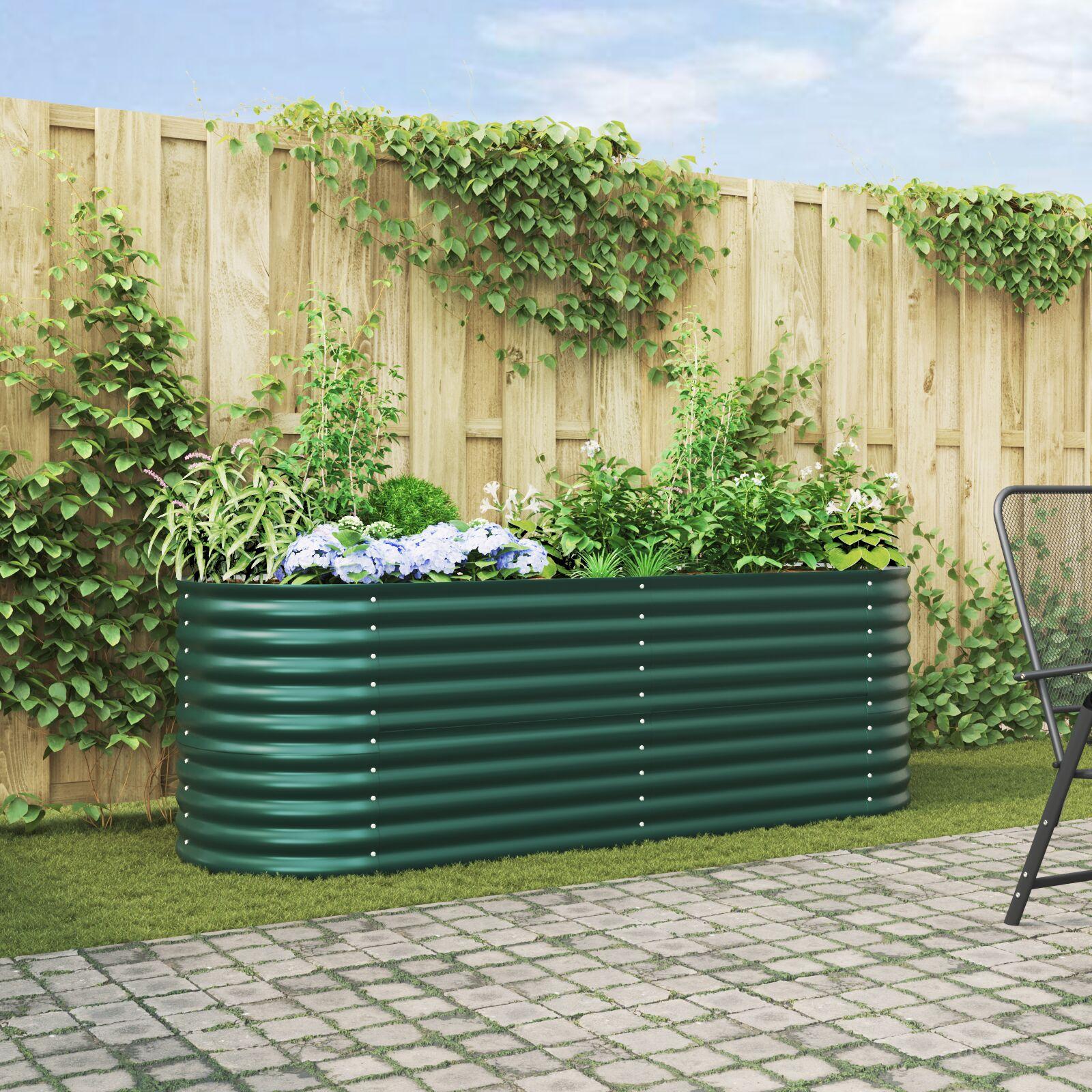 Forhøjet Plantekasse Galvaniseret Stål Farvet - Grøn / 240 x 80 x 81 cm