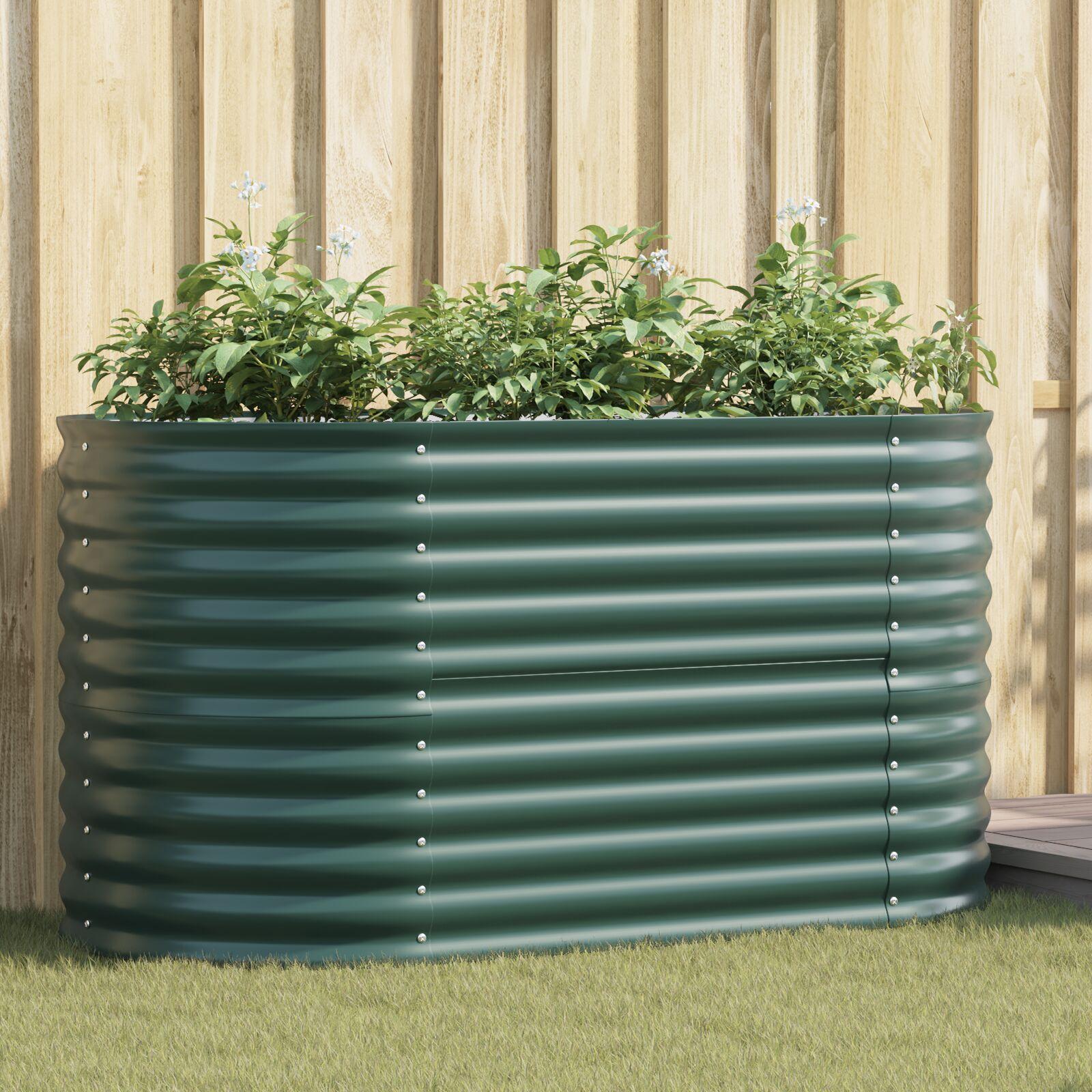 Forhøjet Plantekasse Galvaniseret Stål Farvet - Grøn / 160 x 80 x 81 cm