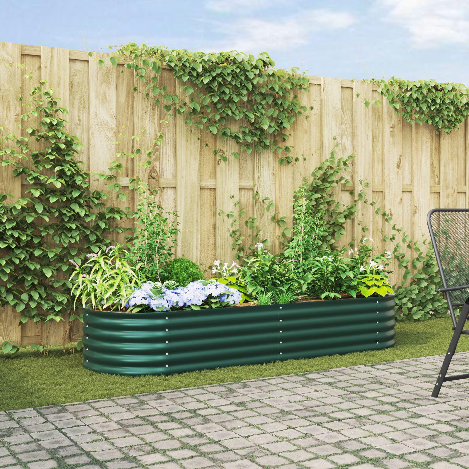 Forhøjet Plantekasse Galvaniseret Stål Farvet - Grøn / 240 x 80 x 44 cm