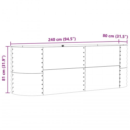 Havehøjbed Brun 240x80x81 cm Galvaniseret Stål