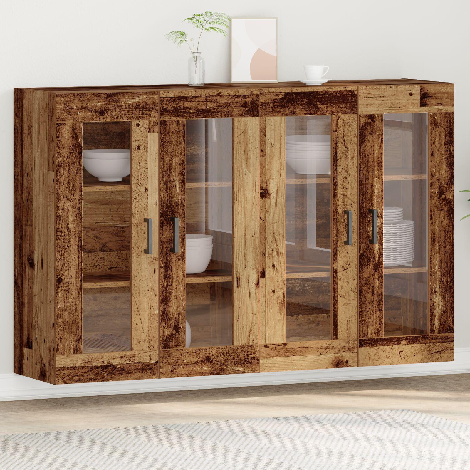 Vægskab 2 stk Gammelt træ 69.5 x 34 x 90 cm Konstrueret træ