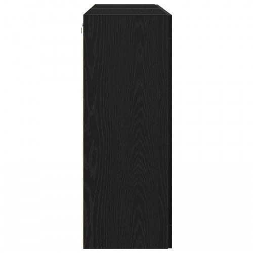 Væghængt Skab Sæt af 2 Sort Eg Konstrueret Træ, Glas